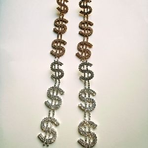 2 Pair -- 4" Gold & Silver $$$ Sign Stud Earrings